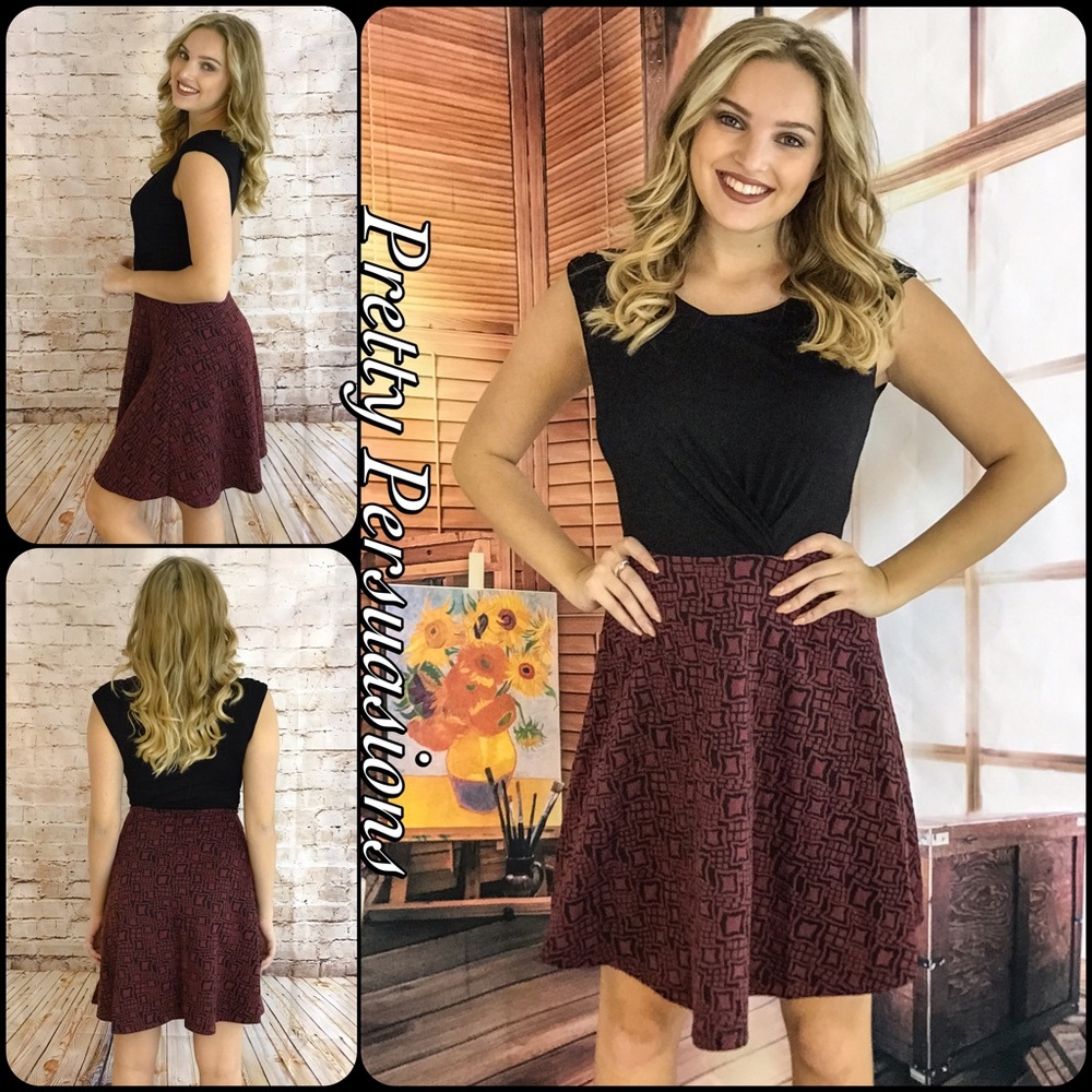 NWT Black & Wine Fit & Flare Valentines Day Dress